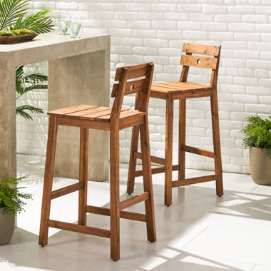 Caudell Acacia Wood Barstools Set Of 2